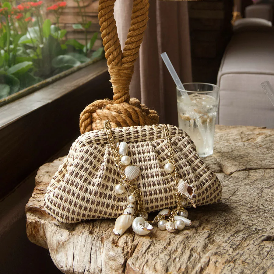 

Fashion Conch Shell Clip Shoulder Bag Ruched Cloud Bags for Women Houndstooth Underarm Bag Handbags and Purses Clutch Tote Lady