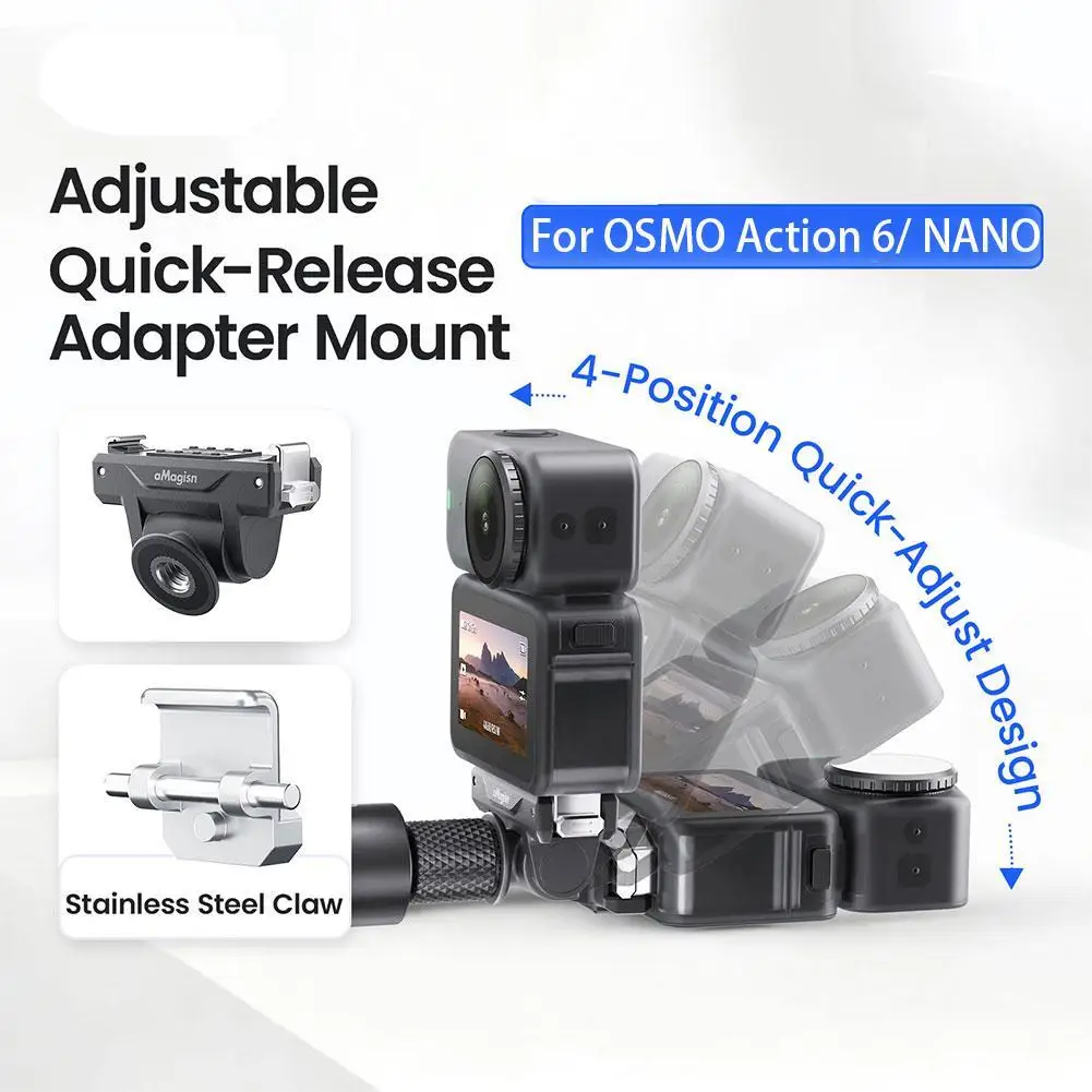 Adjustable Magnetic Adapter For DJI Action 6 Quick-release Mount with 1/4 Screw Camera Expansion For DJI Action 6 Accessories