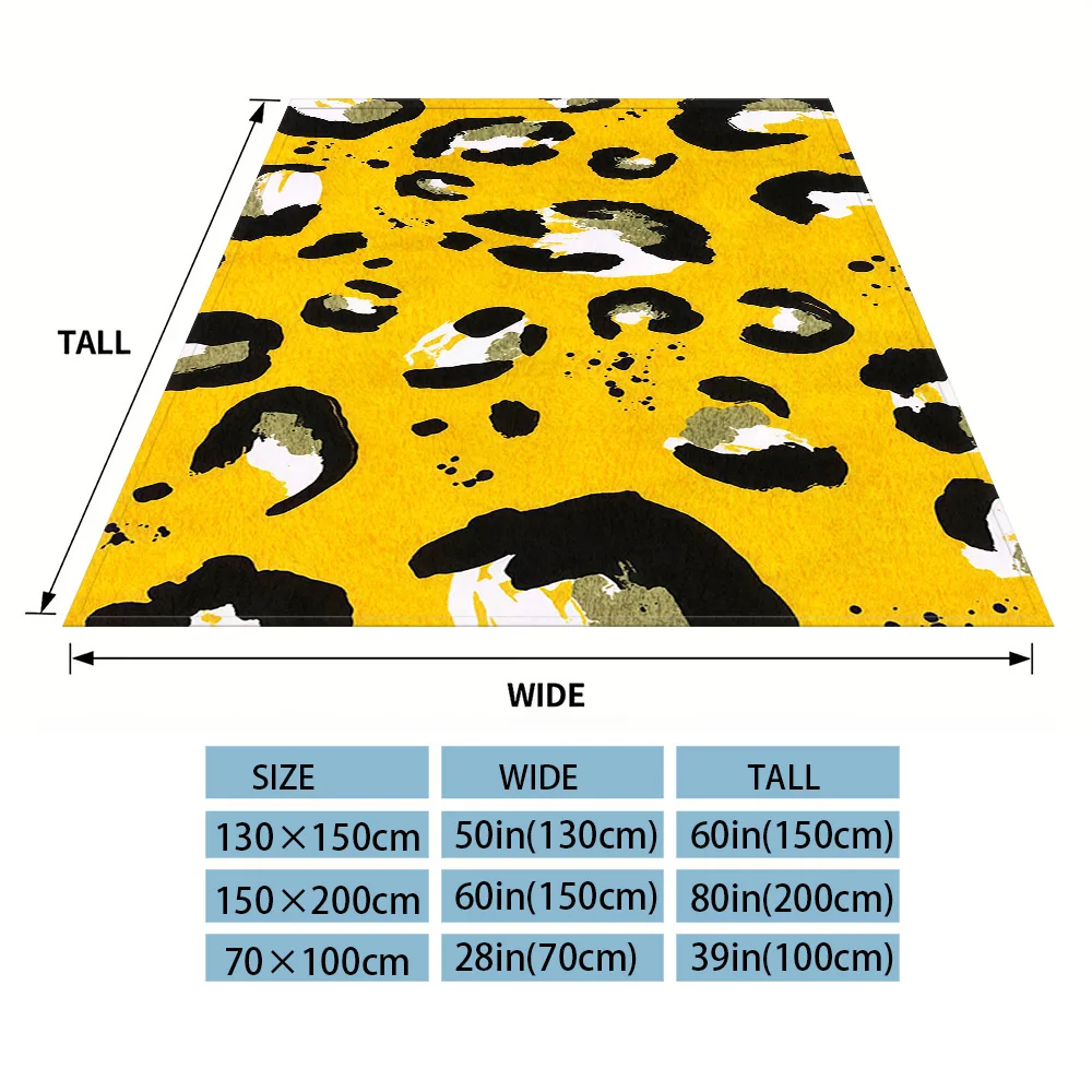 Bright Yellow Leopard Print Flannel Blanket, Ultra-Fine Fiber, All Season Luxurious Fluffy Blanket Suitable For Beds Or Sofas