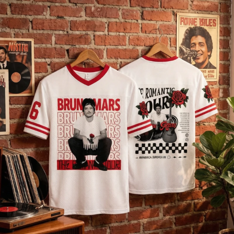 Family Match Romantic Journey Football Shirt Concert T-shirt Tour Merch Pop Music Fans Short Sleeve Top Summer T-shirt