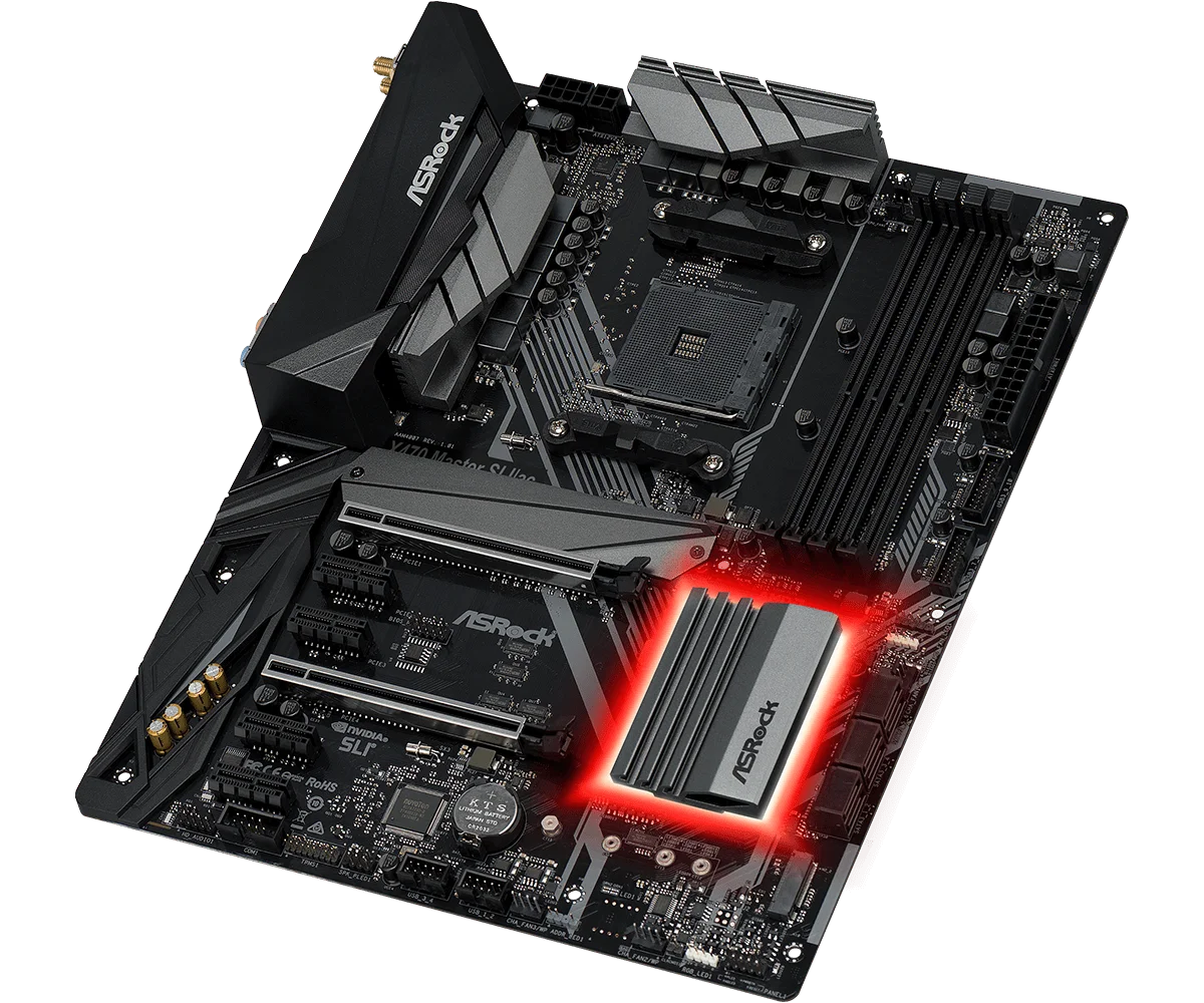 Imagem -03 - Asrock-motherboard X470 Master Sli ac Am4 Ddr4 64gb Ryzen 5600 5700 4700g Pro 1300 2700 4300g Cpu Ultra M.2 Atx