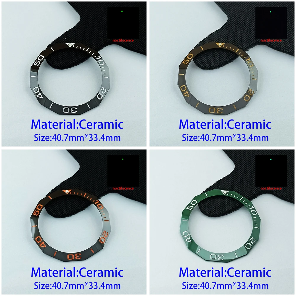 40.7mm*33.4mm ceramic bezel plug-in watch bezel insert watch case outer ring replacement watch accessories parts bezel plug-in