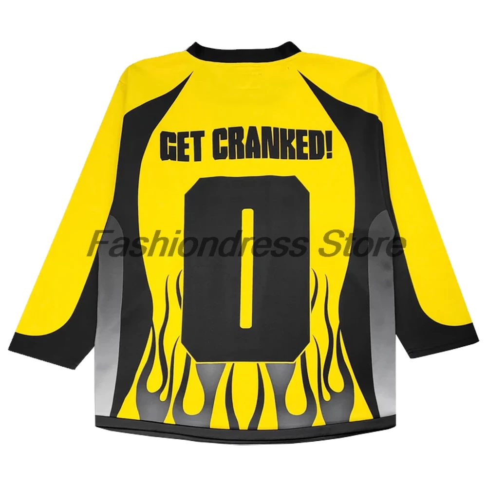 Crankdat Get Cranked Hockey Jersey 2026 Music Festival V-Neck Long Sleeve Loose Top Shirts Women Men Athletic T-shirt