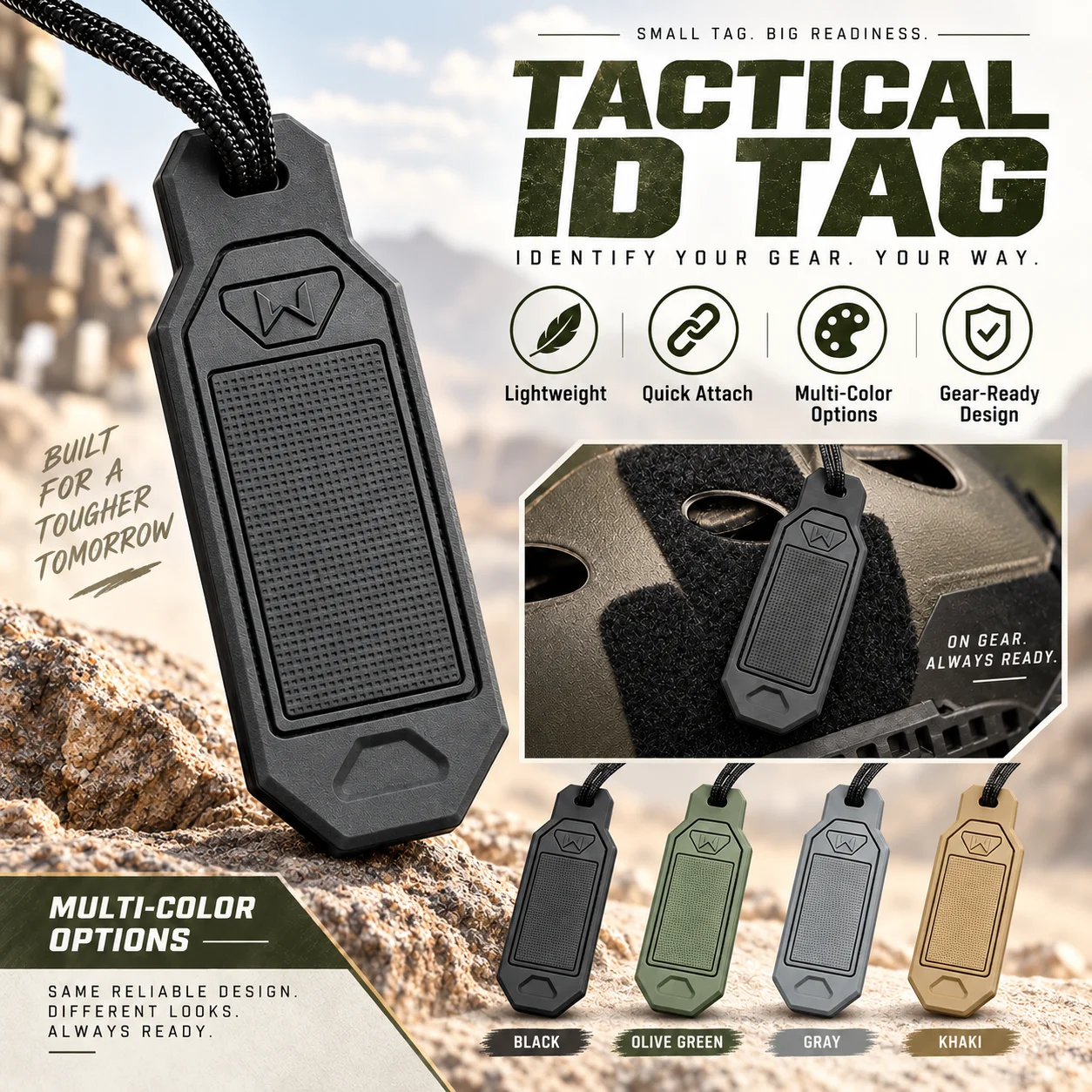4PCS Tactical ID Tags Hook and Loop Patches with Lanyards Soft Flexible Labels Signage for Backpack Helmet Flashlight Gear Kit