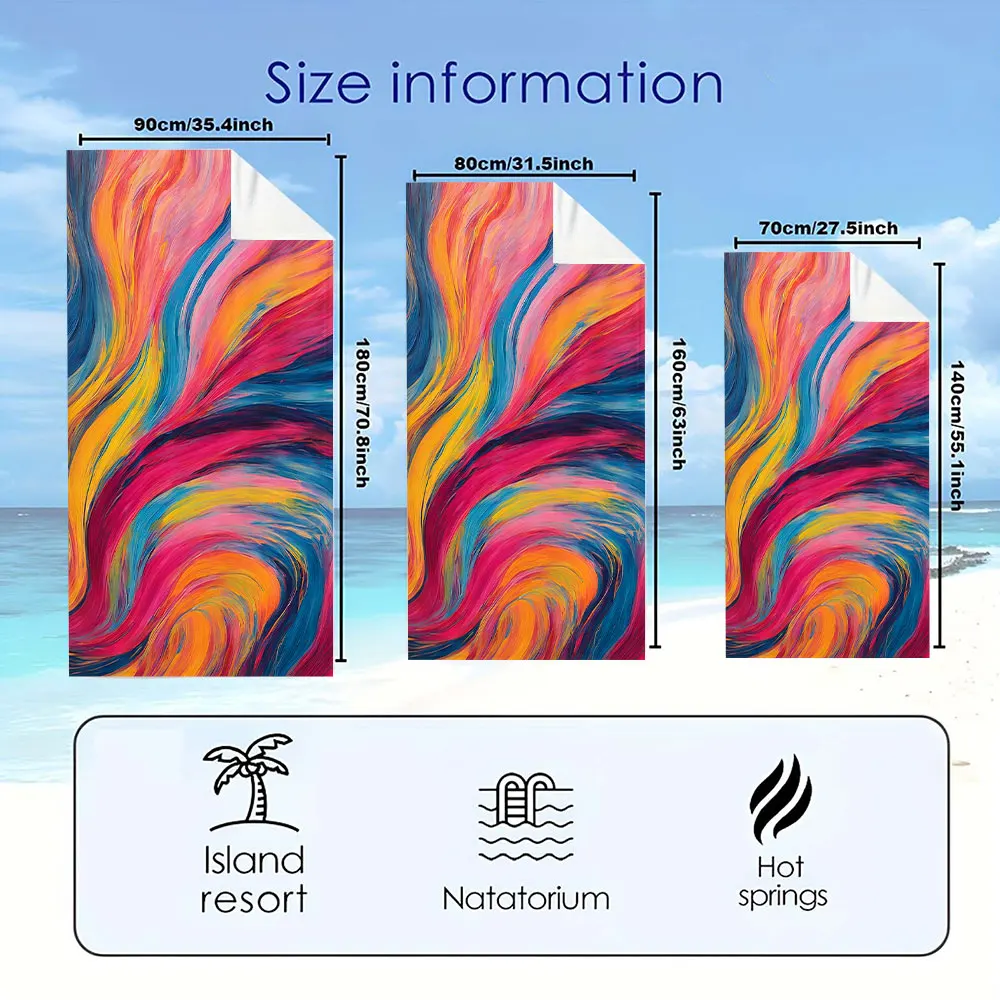 colorful fluid painting Quick Drying Microfiber Beach Towel Lightweight for Swimming Camping Yoga - Bath Towel