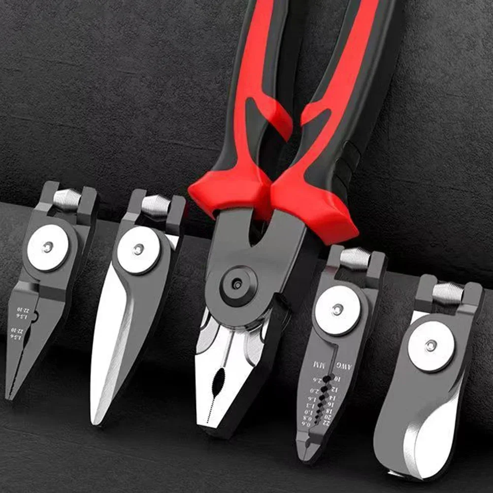 5 In 1 Multifunctional Replaceable Electrician Pliers Wire Stripping Pliers Wire Cutting Needle-nosed Pliers Special Tool