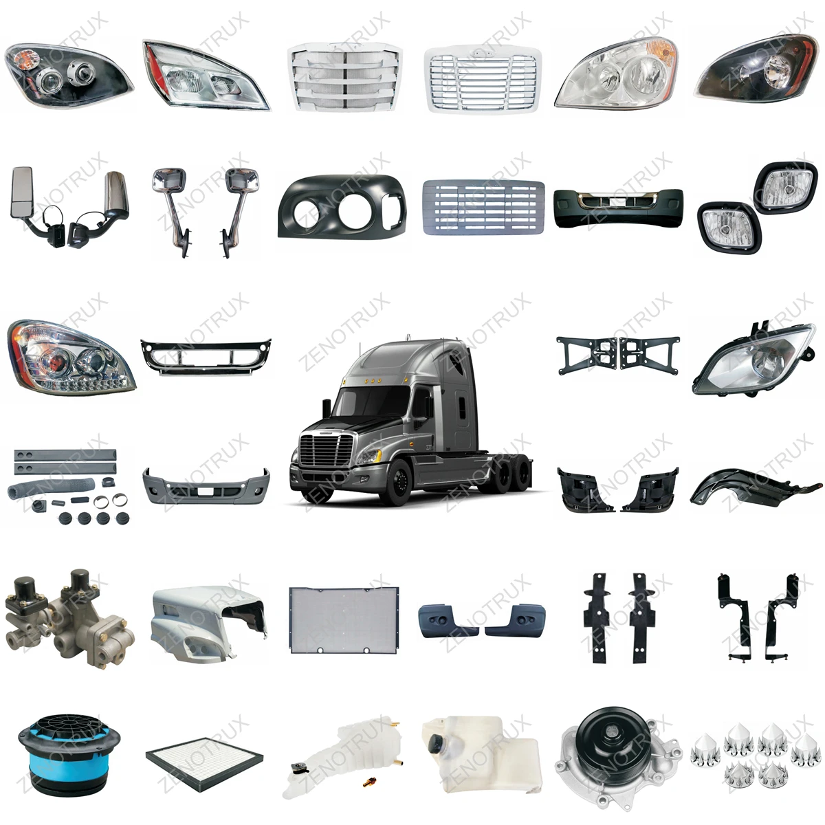 ABS Chrome Wheel Cover Kit Includes 2 Front Covers and 4 Rear Covers for Semi-Truck view 3