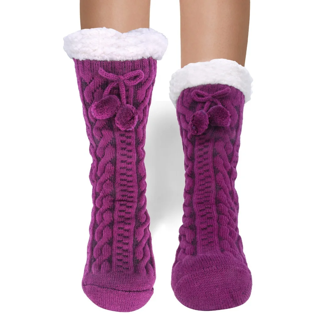 1 Pair Women Slipper Fuzzy Socks Fluffy Cozy Cabin Warm Winter Soft Thick Comfy Fleece Non Slip Home Socks Christmas Gifts