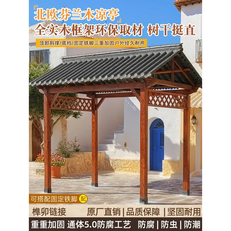 For Outdoor Gazebo Wooden Pavilion Garden Yard Villa Courtyard Rustic Ancient Style Small Patio Shelter Decorative Landscape