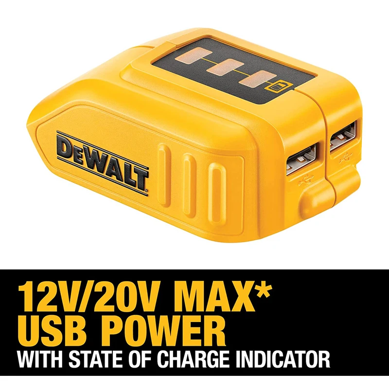 DEWALT DCB090 Charges USB Compatible Devices 10.8V 12V 14.4V 18V 20V Batteries Charging Converter USB Power Source Adapter