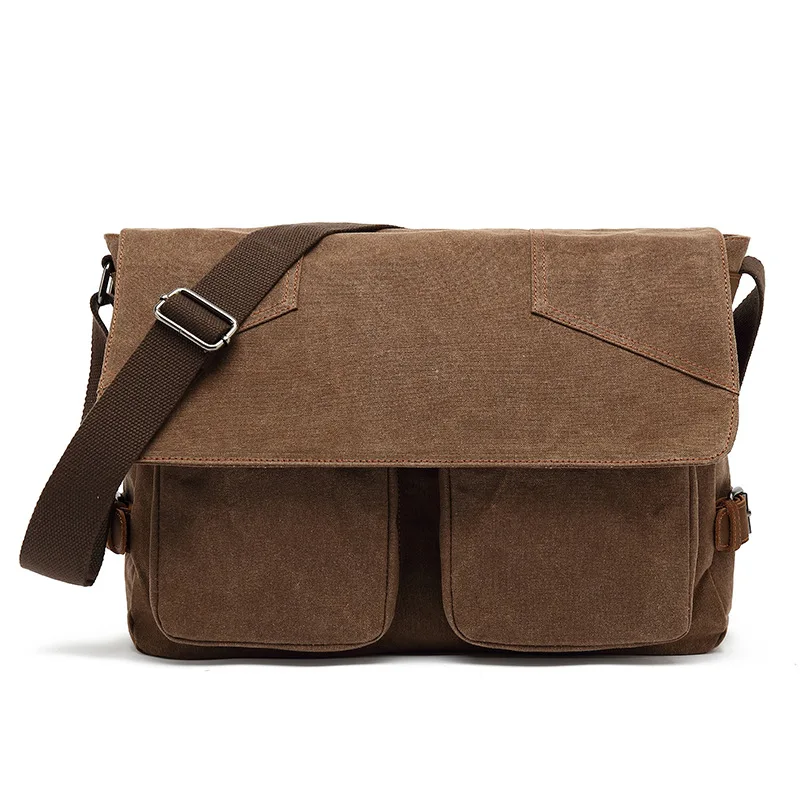 Scione-bandolera de lona Vintage para hombre, bolso de hombro de cuero lateral, maletín para marido, bolso de viaje para ordenador portátil y