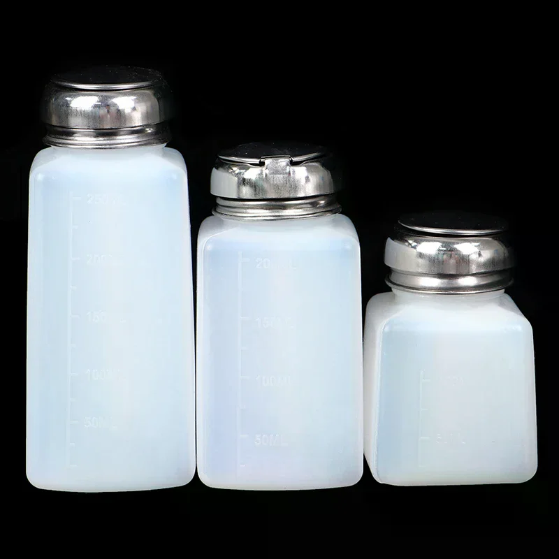 100/200/250ml詰め替え可能な空ポンプディスペンサー、ネイルポリッシュリムーバーボトル、液体UVジェルポリッシュネイルアートクリーンアセトンボトル