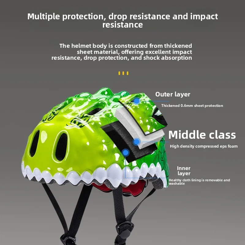 Kids Protective Safety Helmet New Cartoon Dinosaur Child Helmet for Skateboarding Roller Skating Bicycle Balance Bike paten kask view 3