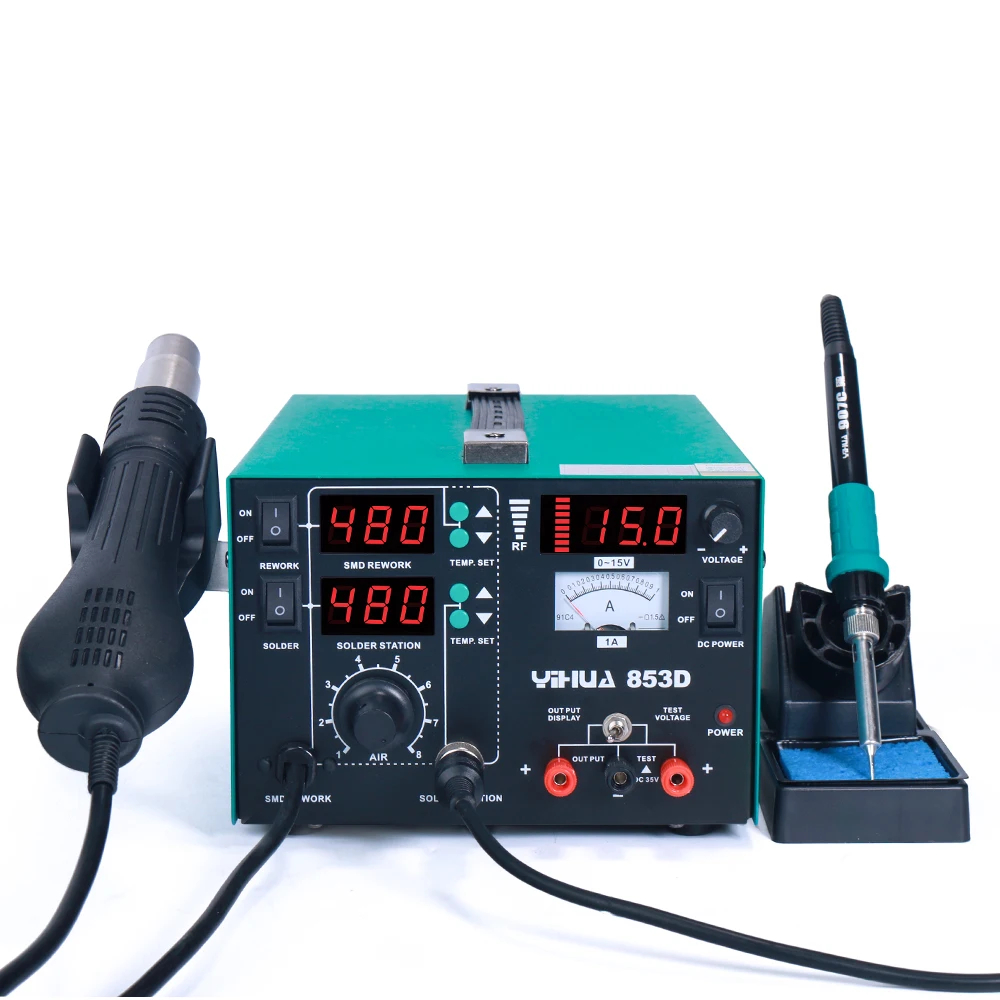 

YIHUA 853D 1A Hot Air Tool Soldering Iron Station Led Digital Display 760W Soldering Station 3 in 1