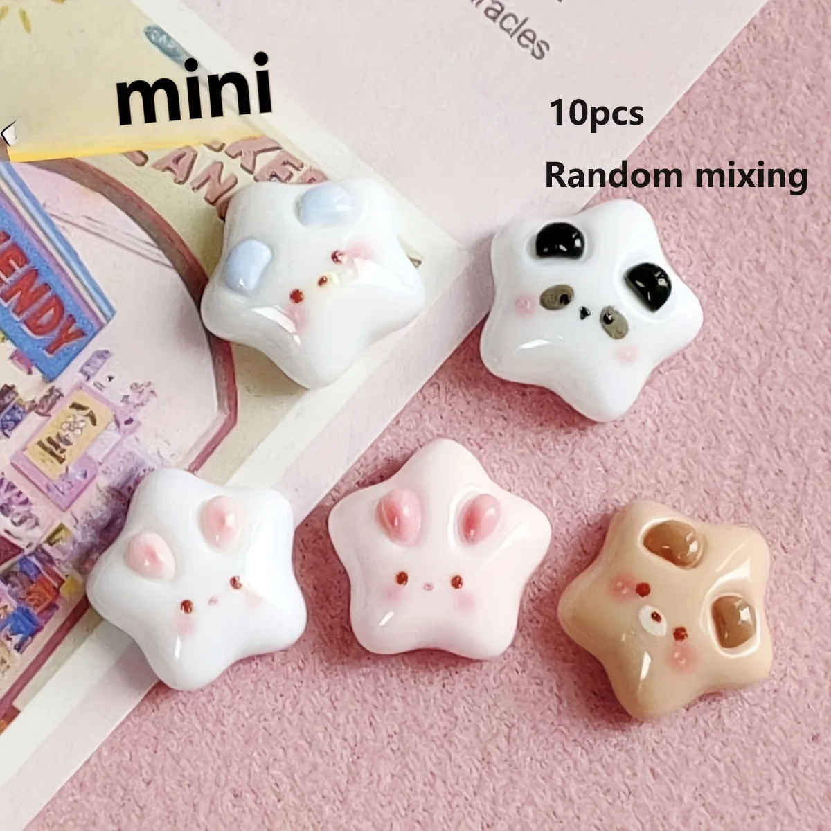 10/20/30 قطعة صغيرة مشرق أرنب الدب الخماسية نجمة الراتنج السحر ، تستخدم DIY بها بنفسك جراب هاتف دبوس الشعر صنع المجوهرات