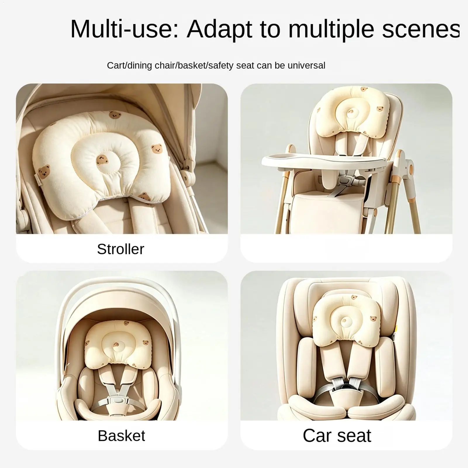 子供用ヘッドサポート枕、柔らかい素材、両面使用可能、持ち運び可能なベビーカー用クッション、睡眠、寮、車内、旅行、自宅、外出時に最適なヘッドシェイピング枕。