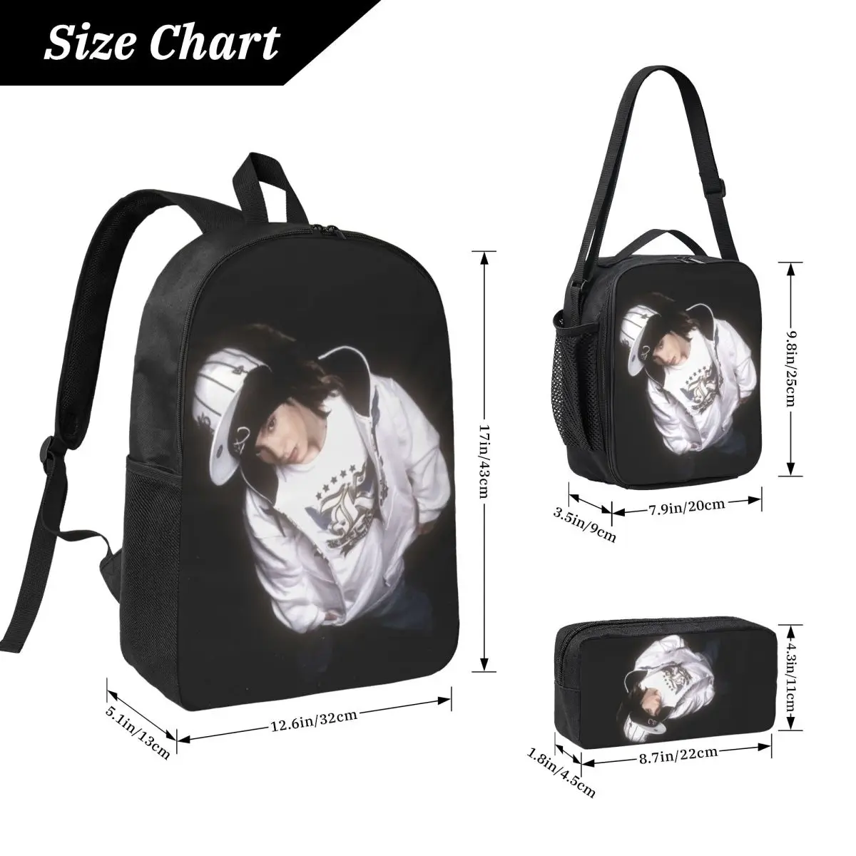 Tokio Hotel Tom Kaulitzวงดนตรีกระเป๋าเป้สะพายหลังนักเรียนสาวBookBagโรงเรียนกระเป๋าไหล่กระเป๋า 3Psถุงอาหารกลางวันฉนวนดินสอกรณี