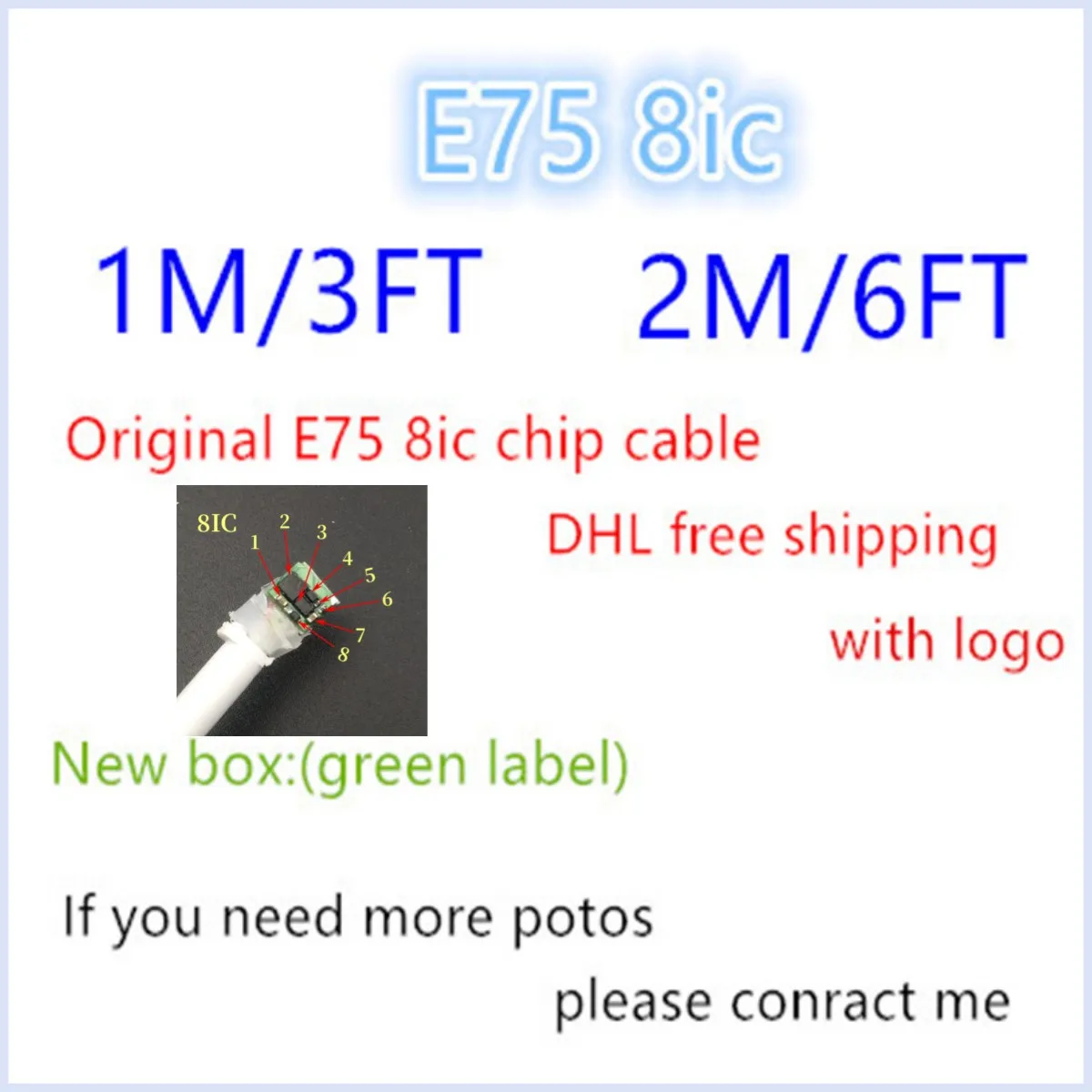 

50pcs Wholesallot Genuine Original 8ic E75 Chip Sync Data USB Charger Cable for Foxconn 1m/3ft 2m/6ft phone charging cable