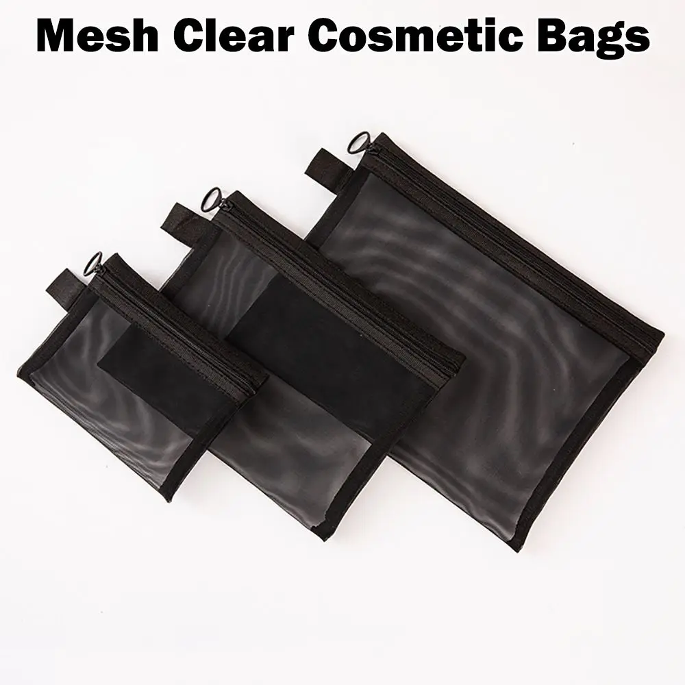 Travel Organizer Transparent Cosmetic Bag With Zipper Mesh Makeup Case Storage Pouch Women
