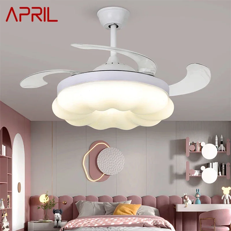 APRIL Modern Stealth Fan Light LED Living room Restaurant Bedroom Children's room Ceiling Fan Light Remote Electric Fan Light