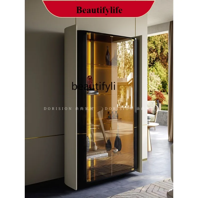 

G1218 Light Luxury Wine Cabinet Living Room Home Wall-Mounted Integrated Glass Display Cabinet Modern Simple Storage Cabinet