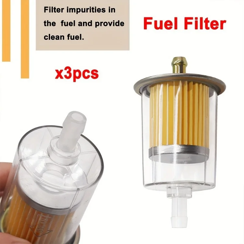 3-piece set of high-quality universal inline gas fuel filters - durable ABS construction, suitable for 38mm pipes