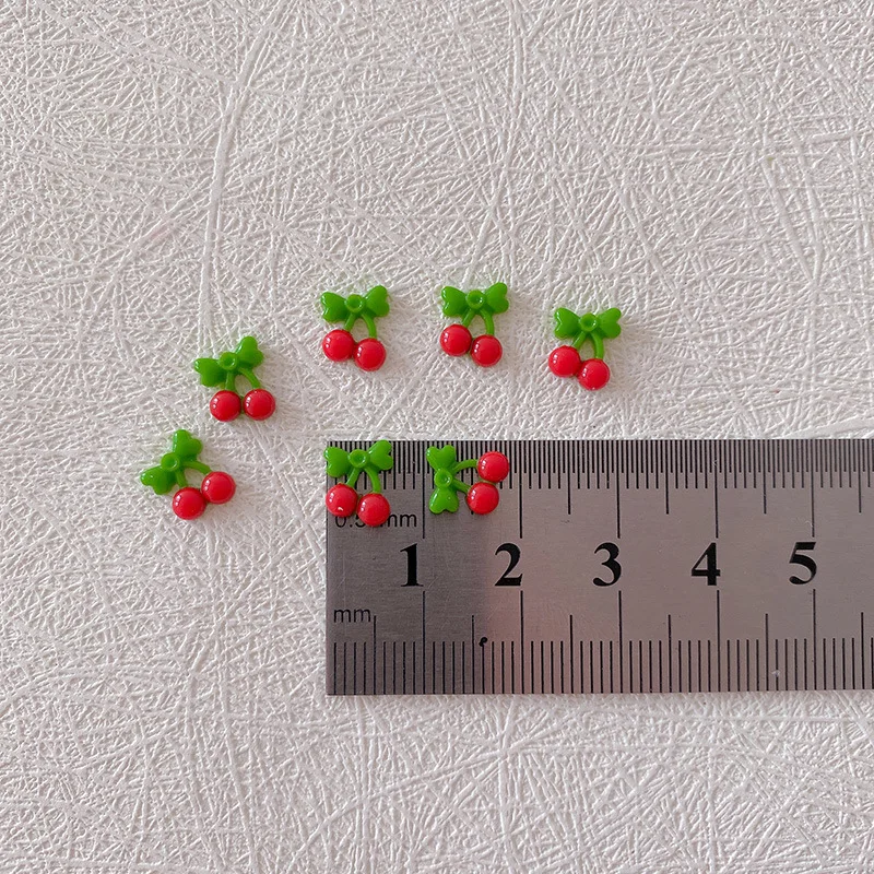 30PCS 3D Resin Red Cherry Nail Art Charms Fruit Kawaii Accessories Parts Nails Decoration Supplies Materials Manicure Decor Tool