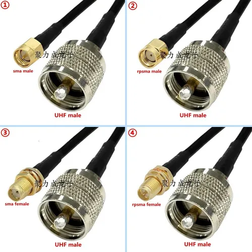 Engarce UHF PL259 macho a SMA para conector de extensión de Cable RG58 RPSMA a PL259 UHF macho para RG58 entrega rápida de latón RF