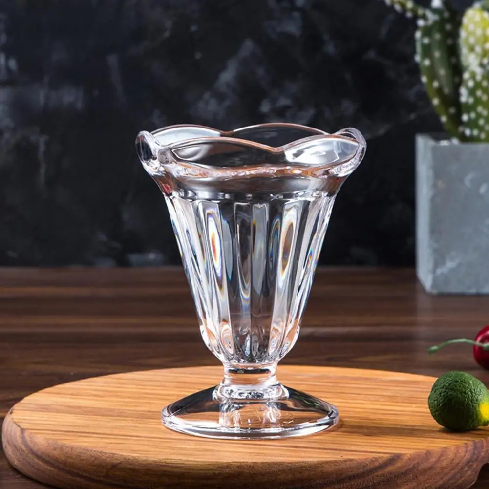 Summer Ice Cream Cup Clear Thick Dessert Bowls for Sundae Fruit Pudding Milkshakes Snacks Condiments Container for Home Party