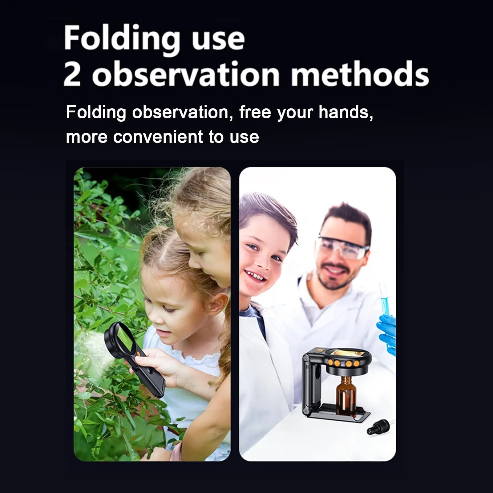 Autofocus 500X Digital Microscope with 8leds 2MP Coin Video Microscopes Foldable Magnifying Glass 2Inch for Electronics Repair