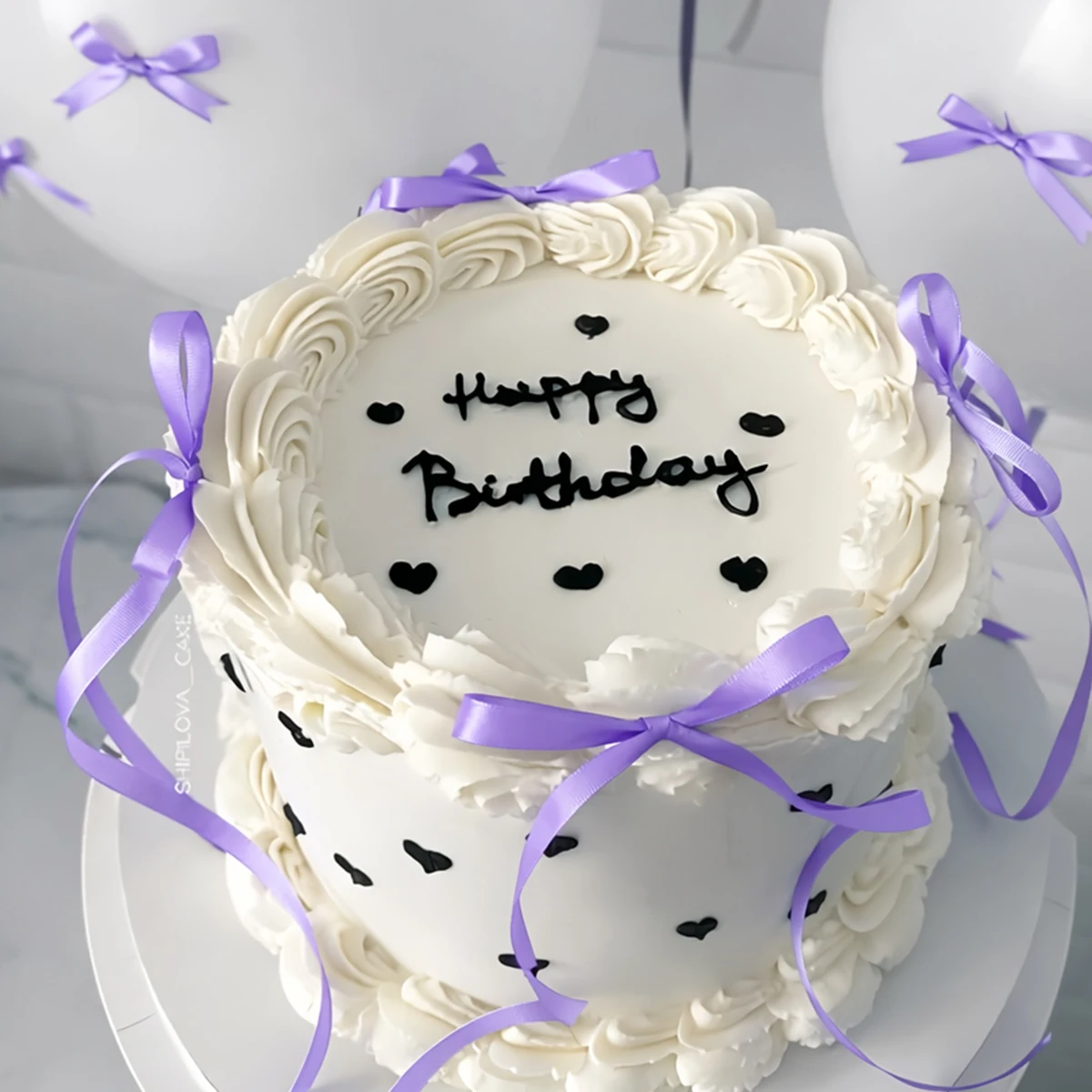 Purple Bow Cake Ribbon Happy Birthday Party Decorations  Favor Desserts Cake Decor Wedding Baby Shower Party Supplies