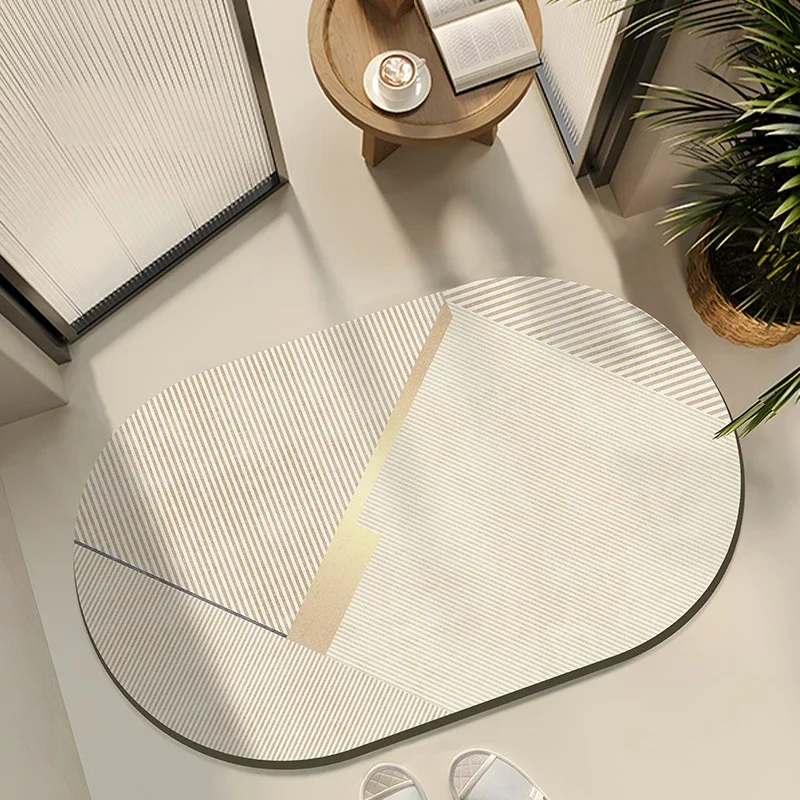 

Bathroom Floor Mat Non-slip Wash-free Dirt-resistant Carpet Absorbent Diatom Mud Toilet Rug Oval Home Decoration Mats alfombra