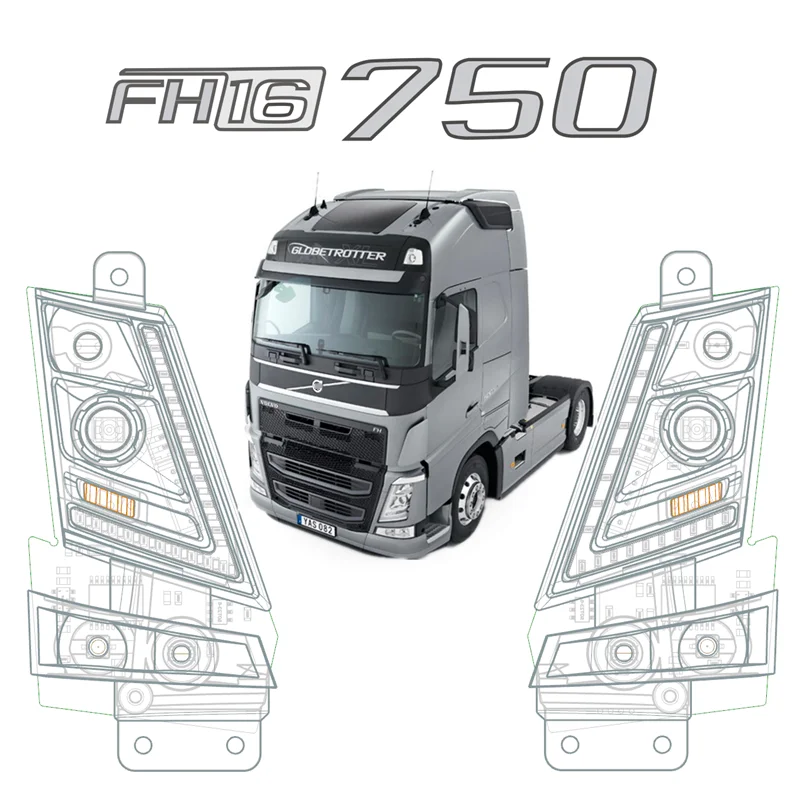 

LED Lighting System Running Water Headlights Light for 1/14 Tamiya RC Truck VOLVO FH16 750 56360 56362 Car DIY