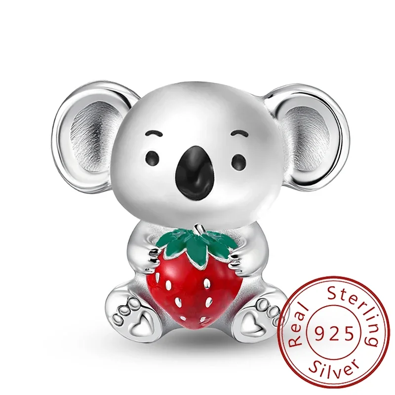 

925 Sterling Silver Strawberry Koala Christmas Tree Love Heart Charm Pendant for Bracelets DIY Women's High Quality Jewelry