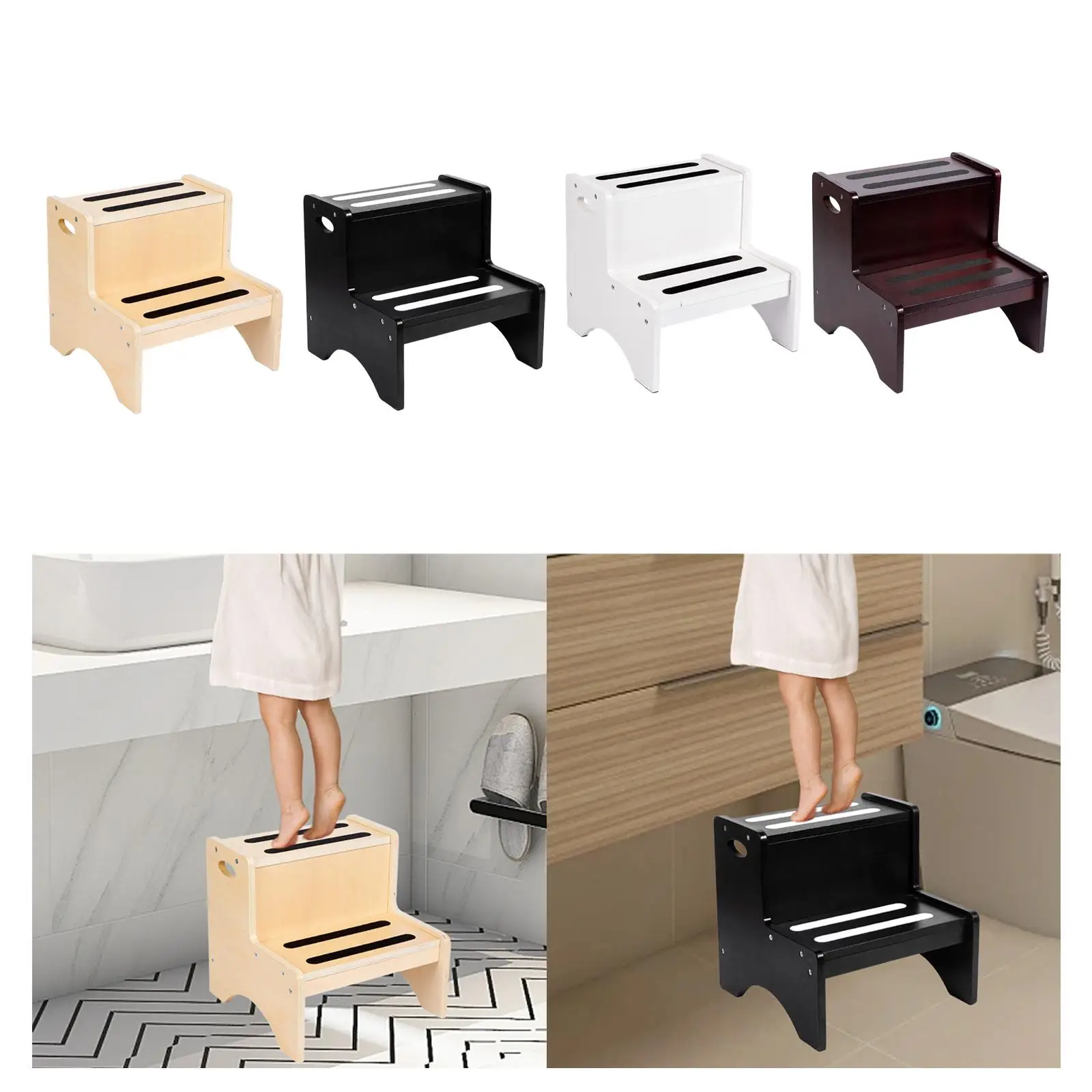 2 خطوة البراز للأطفال مع مقابض المحمولة قعادة التدريب الأطفال الحمام قوي تنوعا السرير خطوة البراز عدم الانزلاق #3