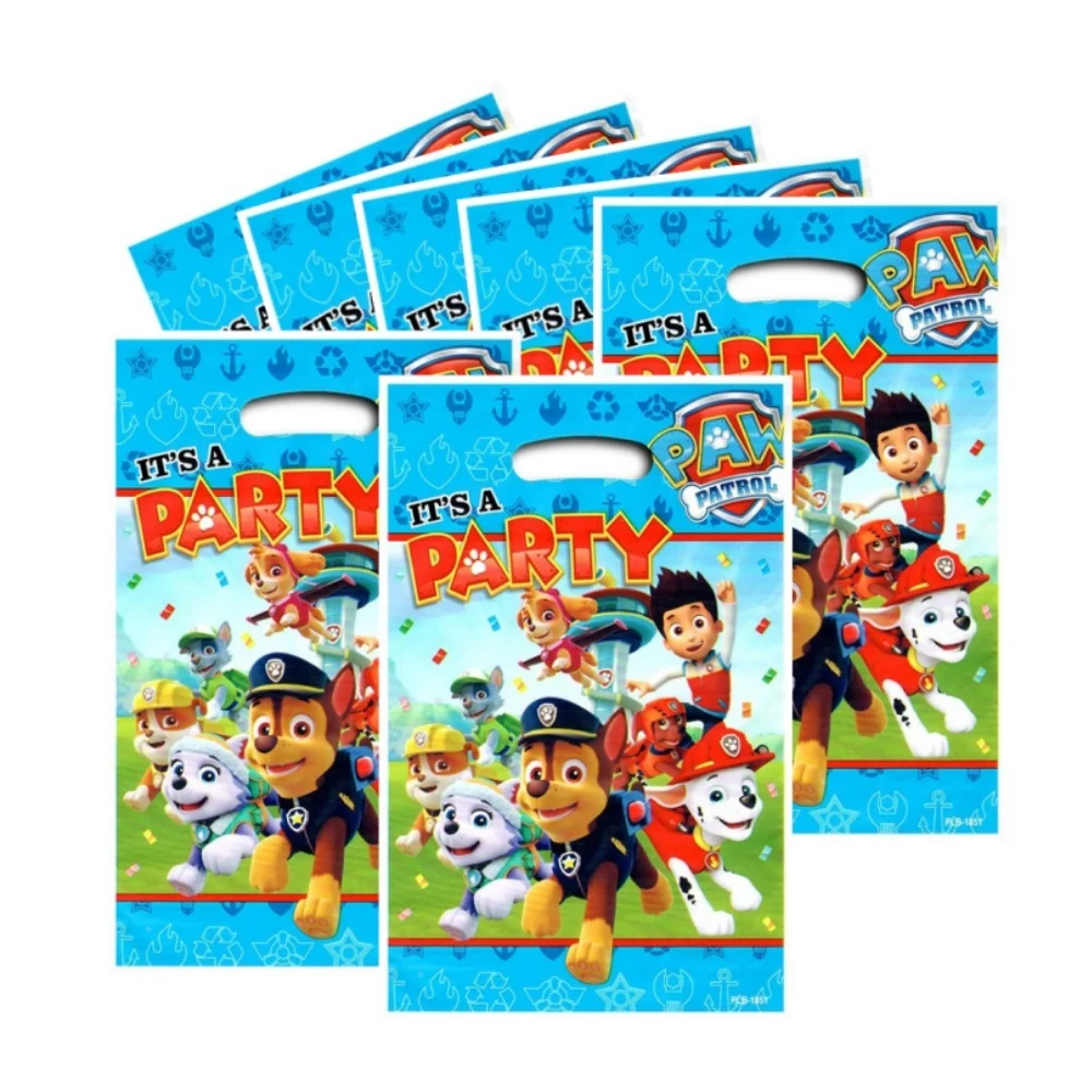 10/20/30Pcs Paw Patrol Party Gift Bags Plastic Candy Bag Loot Bag Crianças Meninos Meninas Decoração