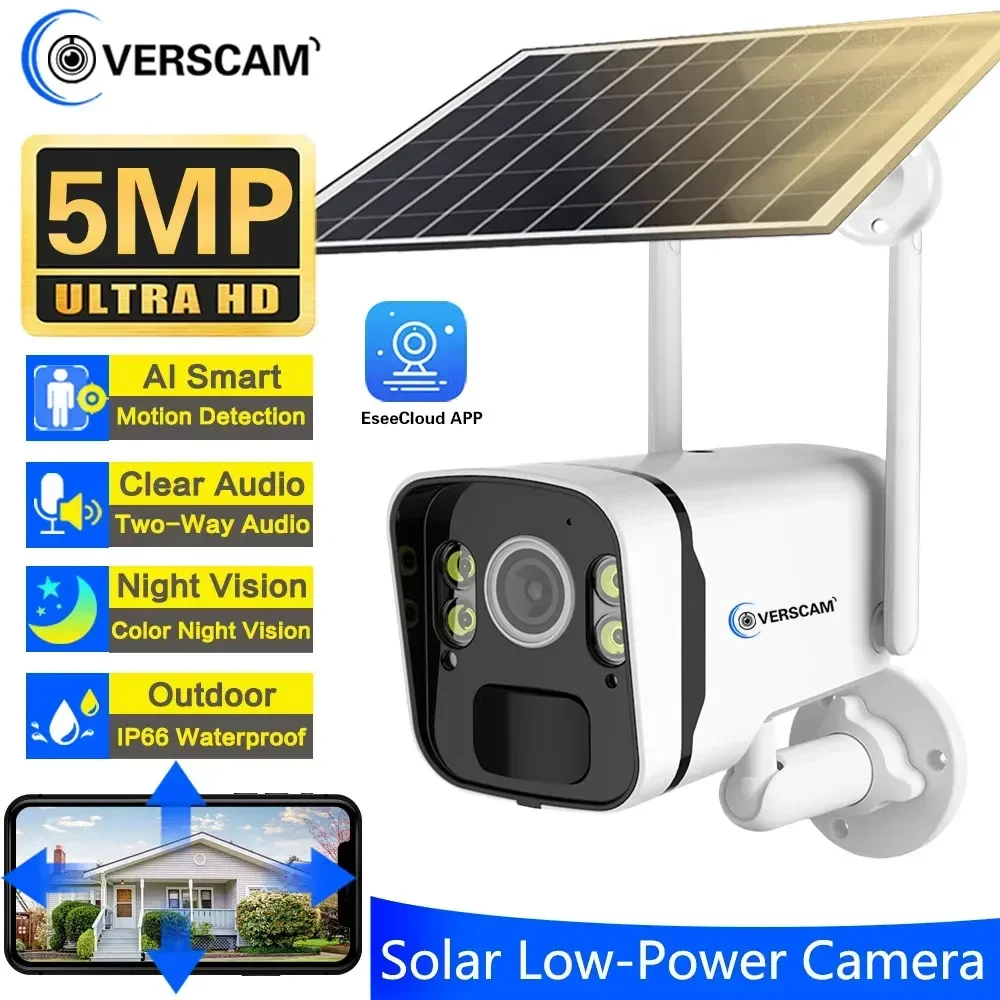 High Quality 5mp Battery Solar Two-Way Audio Low power solar wifi bullet camera Outdoor CCTV Security Cameras wifi solar cameras