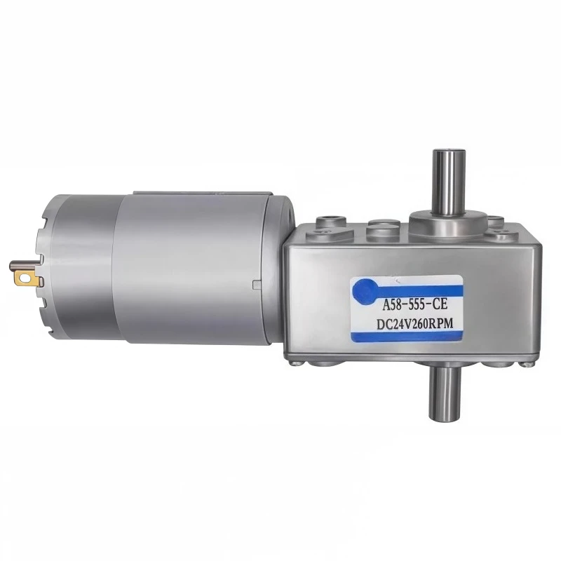 Miniature DC Reduction Worm Gear Motor with Dual Output Shafts A58-555, Self-locking When Power Is Off, Low-noise Motor