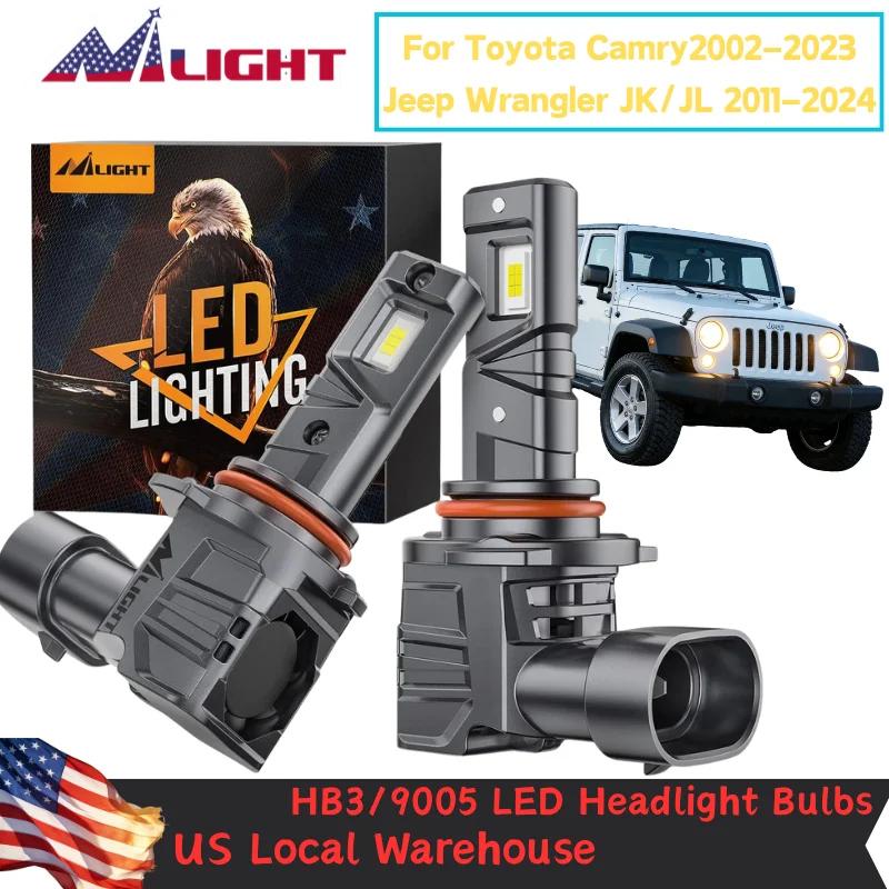 

2 шт. светодиодные лампы для фар 9005 HB3, дальний свет для Toyota Tacoma, Jeep Wrangler, прямая замена автомобильных фар, Canbus, автосвет