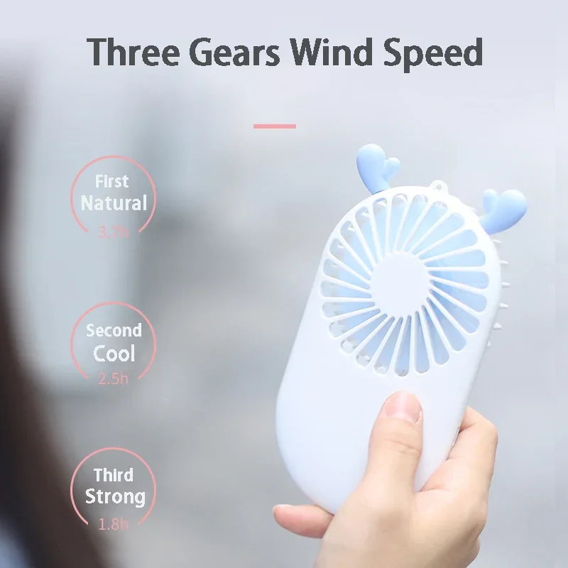 USB Mini Cat Fan Rechargeable Handheld Cooler 3 Gears Cooling Fan Stand