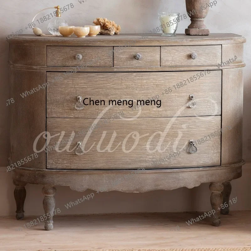 C88 البلد الأمريكي الصلبة الخشب الصدر خزانة تخزين صغيرة خزانة تخزين منزلية فرنسية بجانب السرير #2