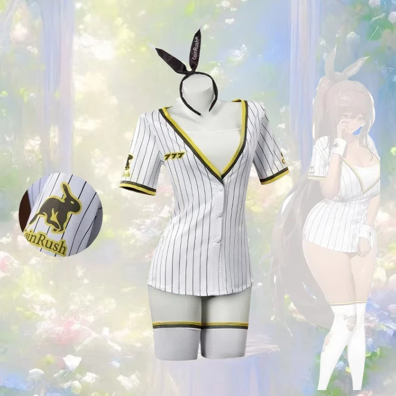 

Game Nikke Noahr Cosplay Costume Sexy White Baseball Capsule Uniform with Accessories Role Play Outfit Full Set for Women