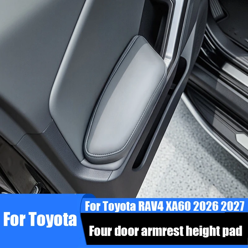 Automobile four door armrest height increasing pad made of synthetic leather material For Toyota RAV4 XA60 Wildlander 2026 2027