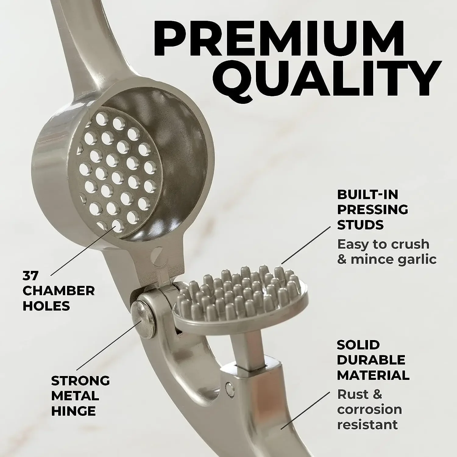 Kitchen Premium Garlic Press Ergonomic Handle Easy Squeeze Easy Clean Rust Proof Dishwasher Safe Professional Garlic Mincer