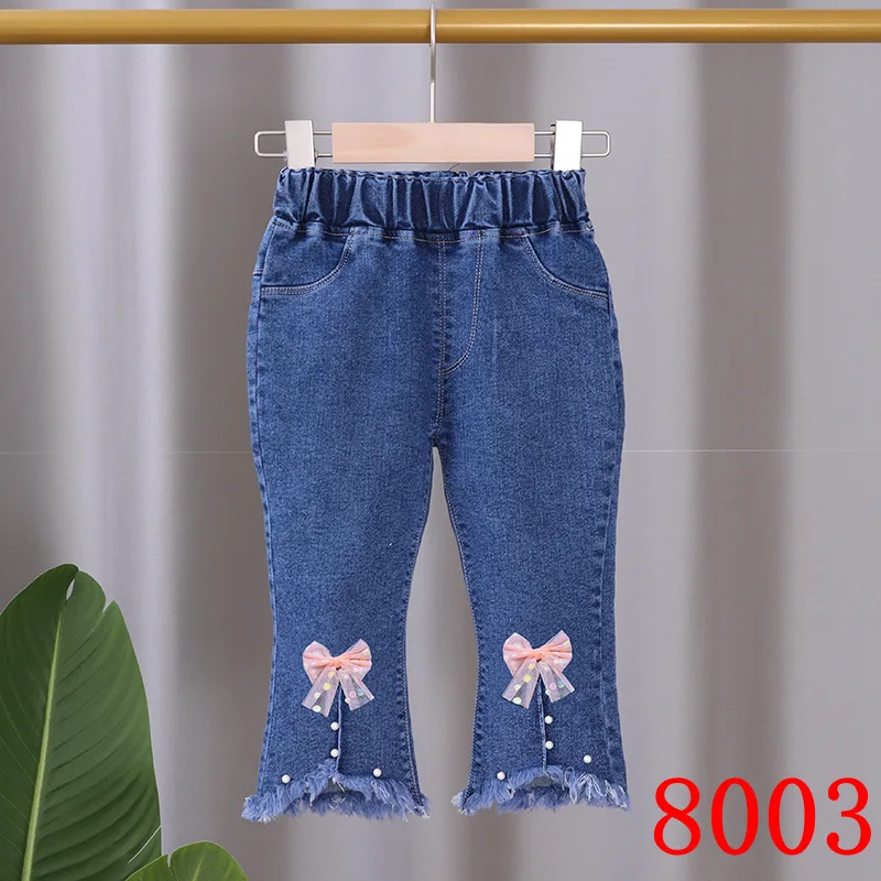 Girls Jeans Kids Denim Trousers Children Casual Cartoon Pants Autumn Spring Toddler Baby Girl Clothes for 1-5 Years