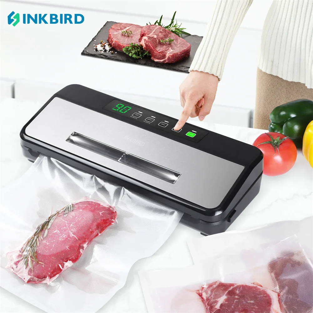 INKBIRDP INK-VS03 80KPA Food Vacuum Sealer Machine Strong Suction Automatic Vacuum Sealer with Starter Kit for Food Storage