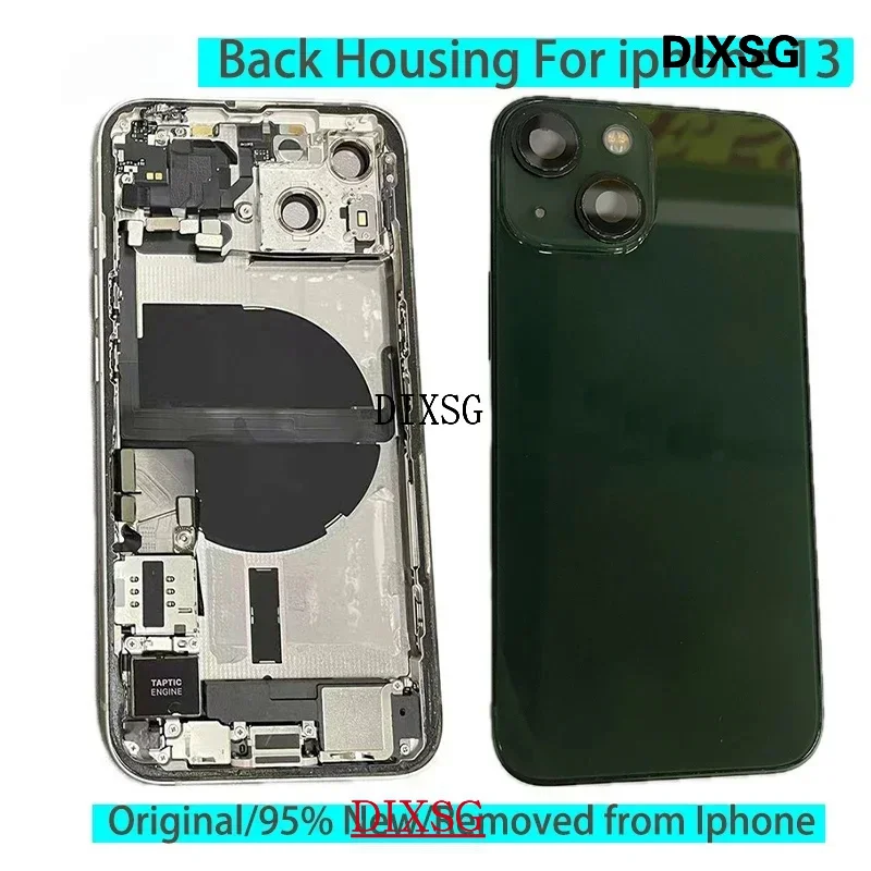 

Rear Door Chassis for iPhone 13, Battery Cover, Full Assembly, Middle Frame, Sim Tray, Volume Power Flex, Back Housing