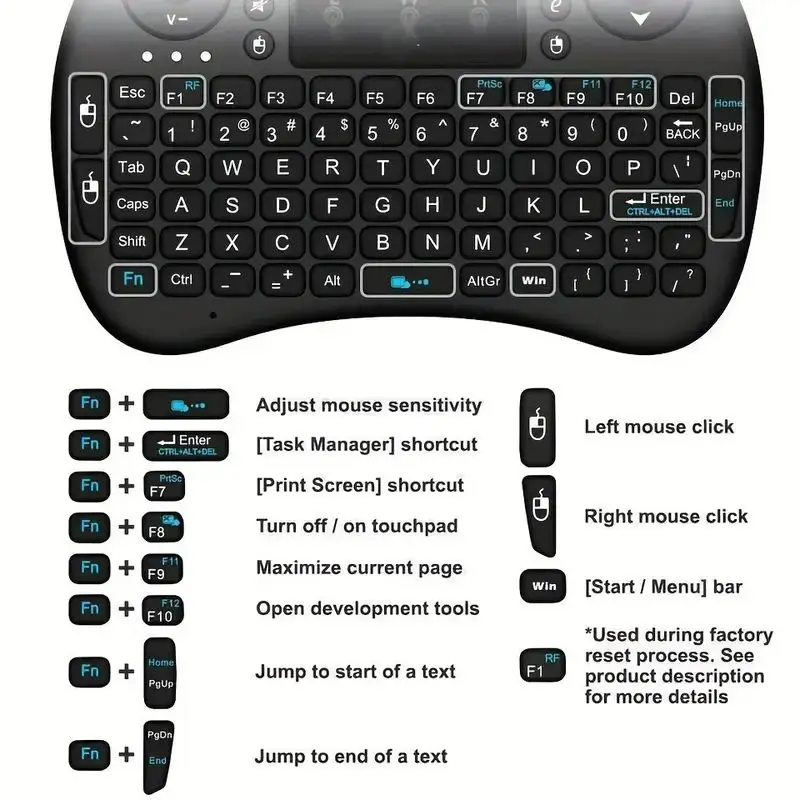 Mini teclado inalámbrico i8 2,4G versión en inglés Control remoto inalámbrico Bluetooth Air Mouse con panel táctil para Android TV Box PC