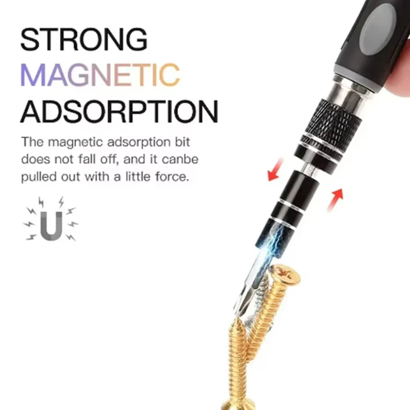 Kit Mata Obeng Magnetik Presisi, Obeng Teleskopik Dapat Dilepas, Kotak Peralatan Rumah, 32 in 1