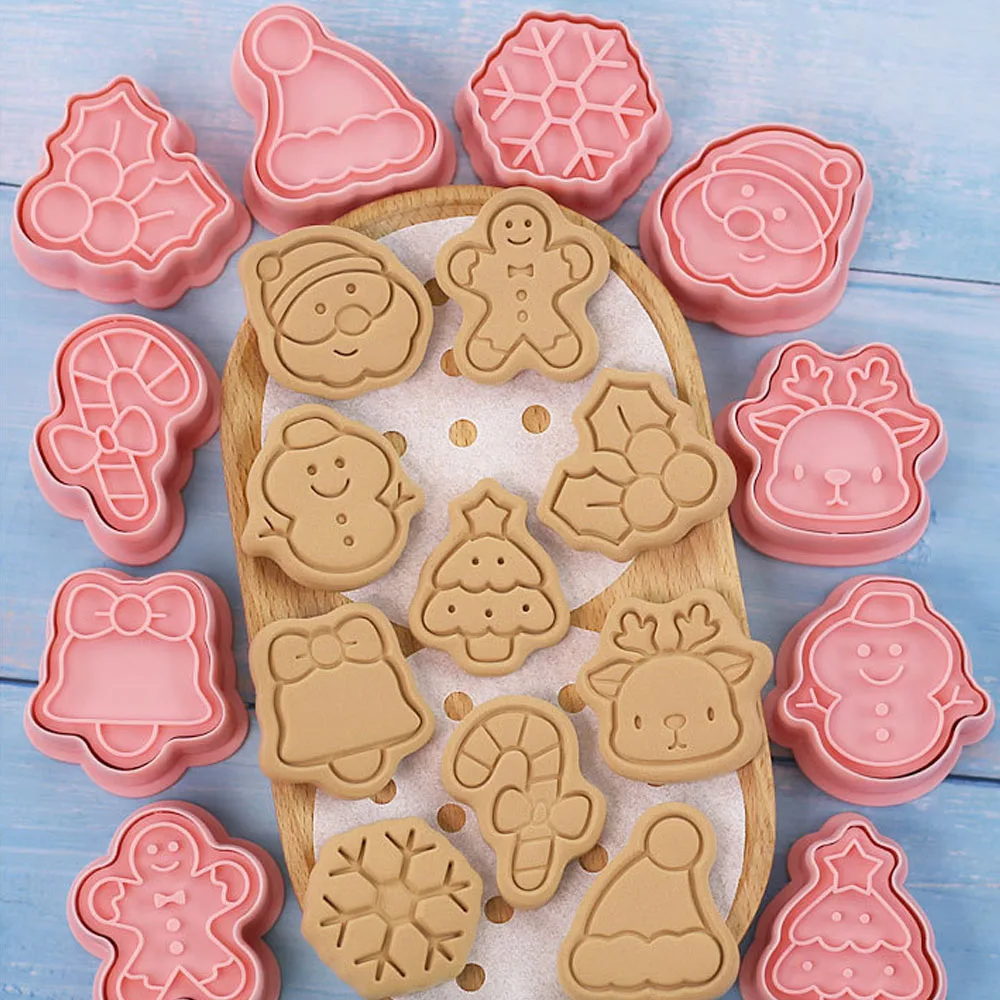 

10PCS/Set Mini Cartoon Christmas Cookie Cutter Embosser Stamp Cookie Cutter Fondant Cake Decorating Tools Party Baking Supplies